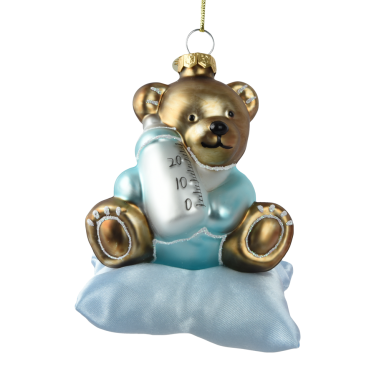 Decoris kerstornament - Teddybeer op kussen