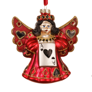 Decoris kerstornament - Engel met speelkaart