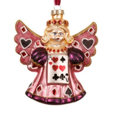 Decoris kerstornament - Engel met speelkaart