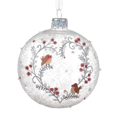 Decoris kerstbal - Met vogels - 8cm
