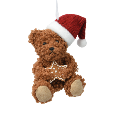 Decoris kerstornament - Teddybeer met gingerbread cookie