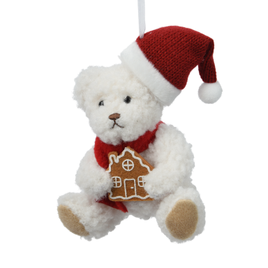 Decoris kerstornament - Teddybeer met gingerbread cookie