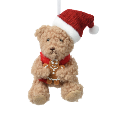 Decoris kerstornament - Teddybeer met gingerbread cookie