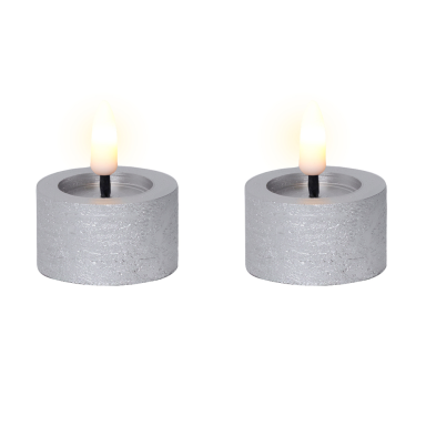 Lumineo LED theelicht - Zilver - Set van 2