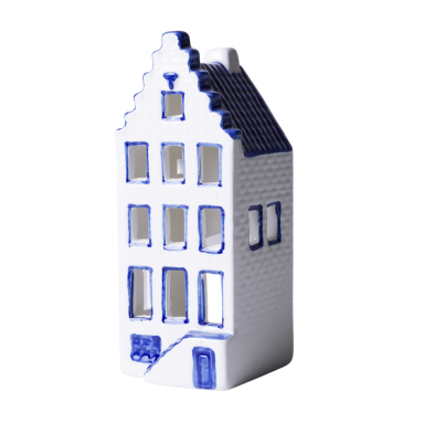 Heinen waxinelichthouder - Grachtenpand - Delft