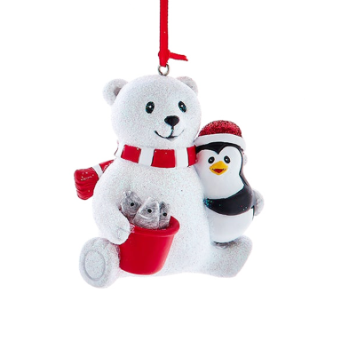 Kurt Adler kerstornament - IJsbeer met pinguïn