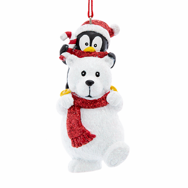 Kurt Adler kerstornament - Pinguïn met ijsbeer