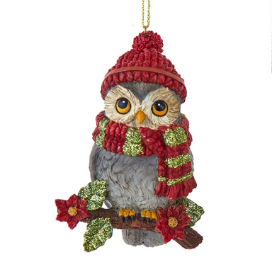 Kurt Adler kerstornament - Uil met sjaal
