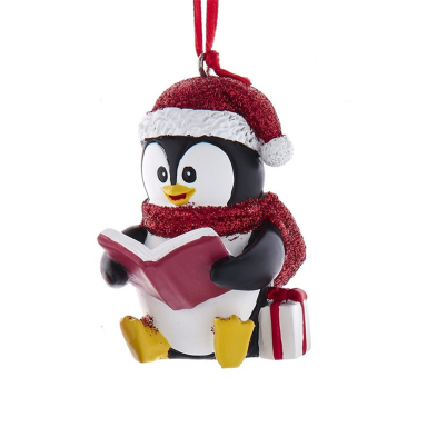 Kurt Adler kerstornament - Pinguïn met boek