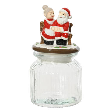 Decoris voorraadpot - Met kerstman en kerstvrouw
