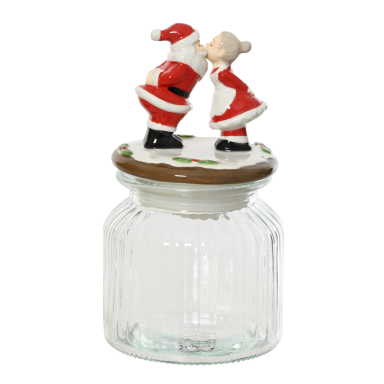 Decoris voorraadpot - Met kerstman en kerstvrouw