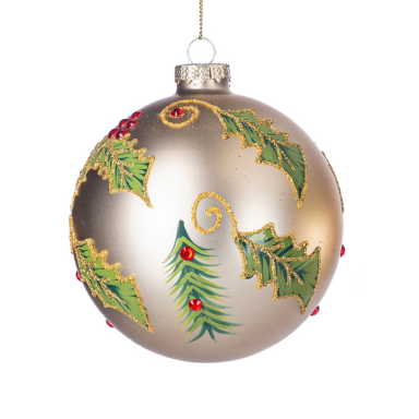 Goodwill kerstbal - Met hulst - 10cm