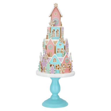 Timstor kerstbeeld - Plateau met gingerbread huis - Met LED