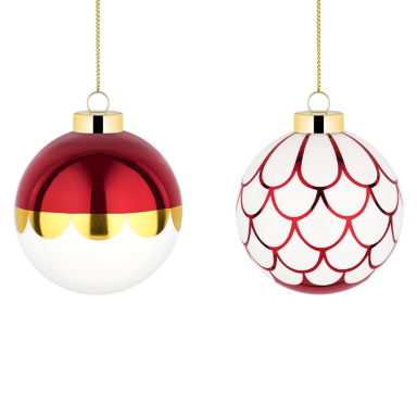 Alessi kerstbal - Delight - Rood - Set van 2