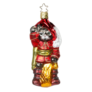 Inge Glas kerstornament - Gelaarsde kat