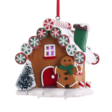 Kurt Adler kerstornament - Gingerbread huis met LED