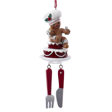Kurt Adler kerstornament - Gingerbread poppetje - Met mes en vork