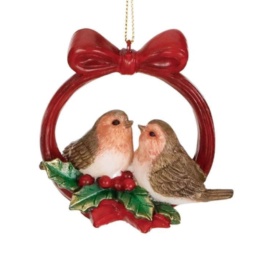 Goodwill kerstornament - Roodborstjes - In krans