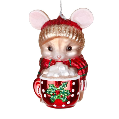 Goodwill kerstornament - Muis - Met kerstmok
