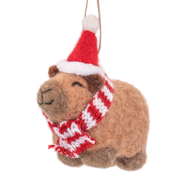 Sass & Belle kerstornament - Capibara - Met kerstmuts