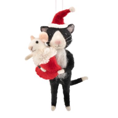 Sass & Belle kerstornament - Kat - Met muis