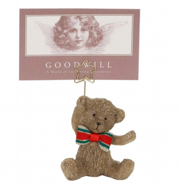 Goodwill naamkaarthouder - Teddybeer met strik - 10.5cm