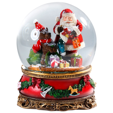 Inge Glas sneeuwbol - Met kerstman en beer