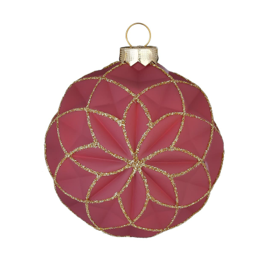 Holly & Jolly kerstbal - Met glitters - 8cm