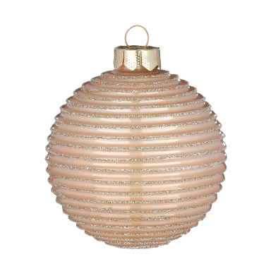 Holly & Jolly kerstbal - Met ribbels - 8cm