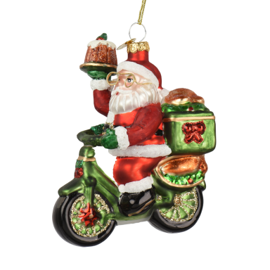 Decoris kerstornament - Kerstman op fiets