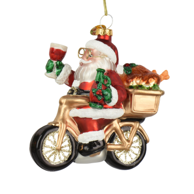 Decoris kerstornament - Kerstman op fiets
