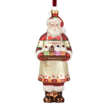 Decoris kerstornament - Kerstman met cupcakes