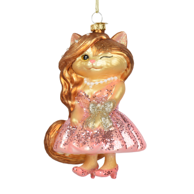 Decoris kerstornament - Kat met jurk