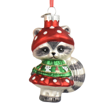 Decoris kerstornament - Wasbeer met paddenstoel