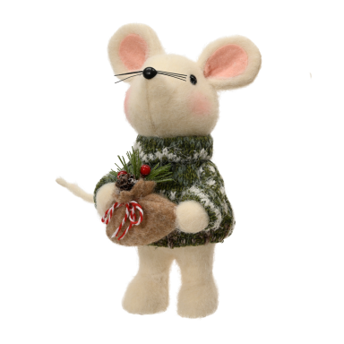 Decoris figurine de Noël - Souris avec sac