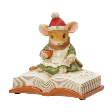 Decoris figurine de Noël - Souris avec livre