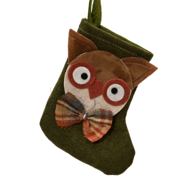 Decoris kerstornament - Kerstsok met uil