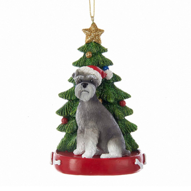 Kurt Adler kerstornament - Schnauzer met kerstboom