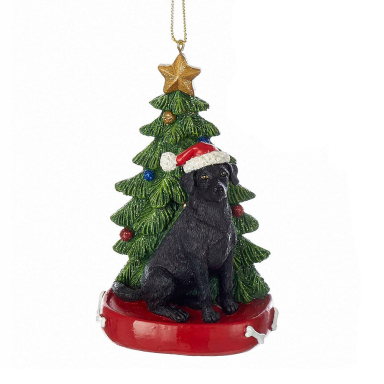 Kurt Adler kerstornament - Labrador Retriever met kerstboom