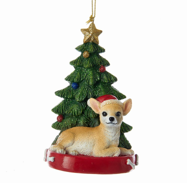 Kurt Adler kerstornament - Chihuahua met kerstboom