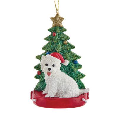 Kurt Adler kerstornament - West Highland White Terriër met kerstboom