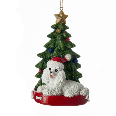 Kurt Adler kerstornament - Poodle met kerstboom