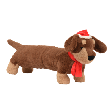 Decoris peluche de Noël - Chien avec bonnet de Père Noël