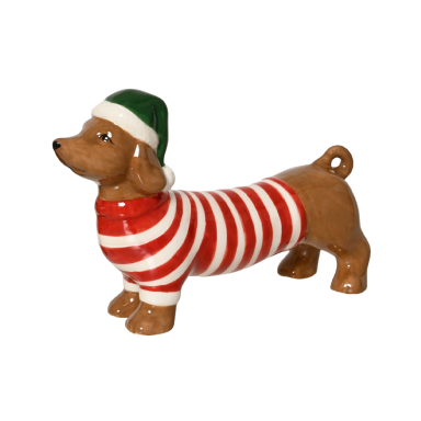 Decoris figurine de Noël - Teckel avec bonnet de Noël