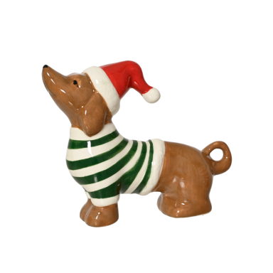 Decoris figurine de Noël - Teckel avec bonnet de Noël