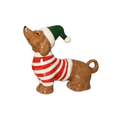 Decoris figurine de Noël - Teckel avec bonnet de Noël