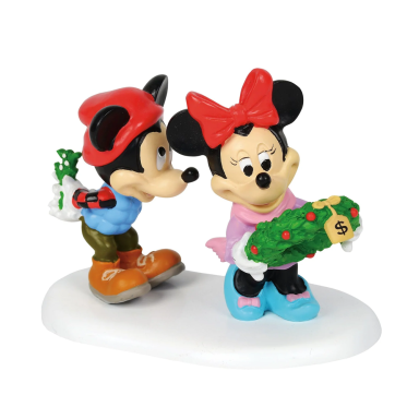 Disney Village kerstdorp figuur - Mickey en Minnie Mouse - Mickey Mistletoe surprise