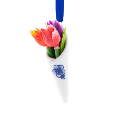 Heinen kerstornament - Bosje tulpen