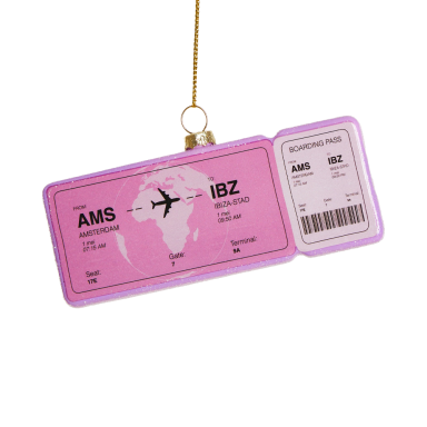 Yup in de Boom kerstornament - Boardingpass Ibiza
