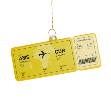 Yup in de Boom kerstornament - Boardingpass Curaçao